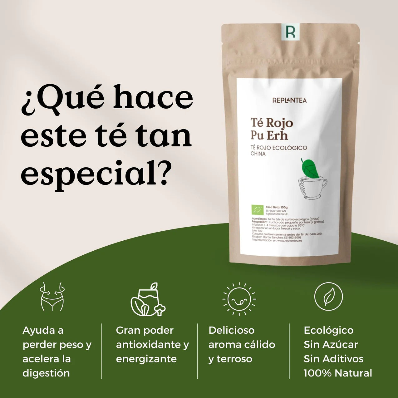 Té Rojo Pu Erh Ecológico 100g
