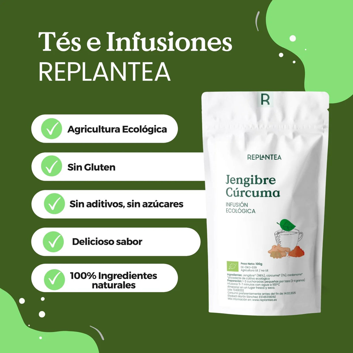 Infusión de Jengibre y Cúrcuma Ecológica 100g