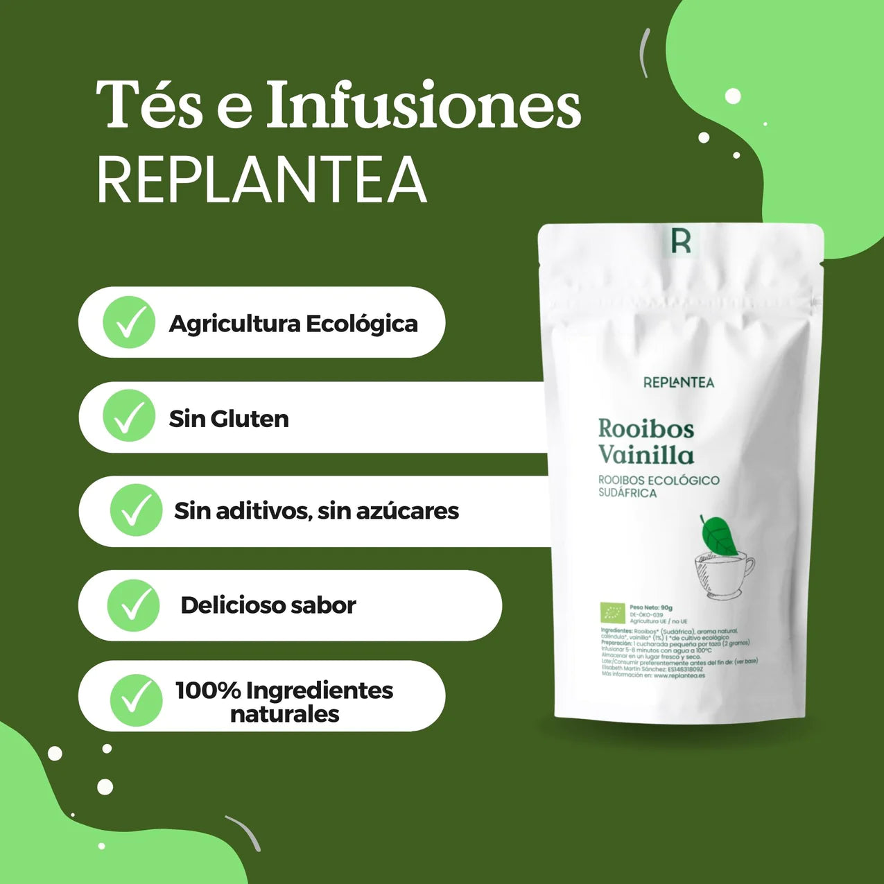 Rooibos con Vainilla y Caléndula Ecológico 90g