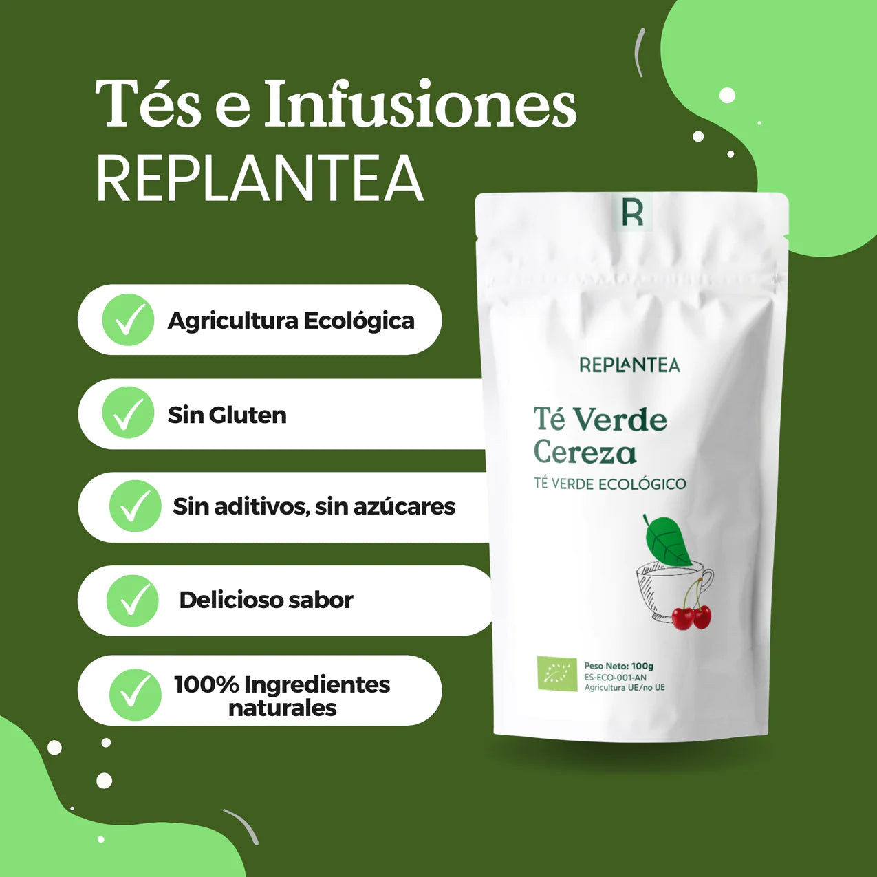 Té Verde con Cereza e Hibisco Ecológico 100g