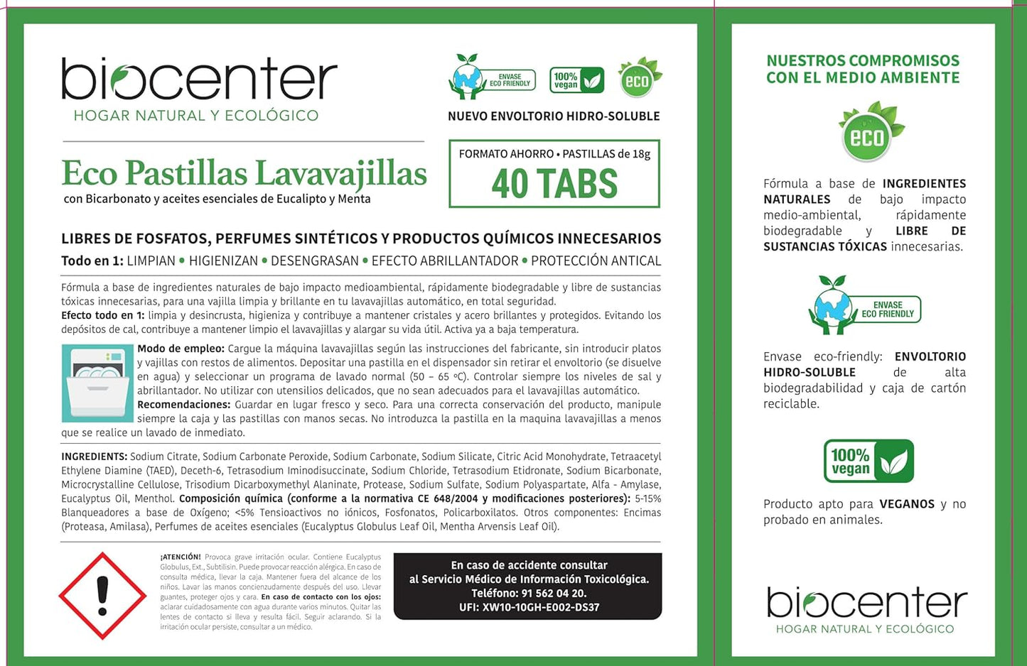 Pastillas ecológicas para Lavavajillas - 40 tabletas Zero Waste
