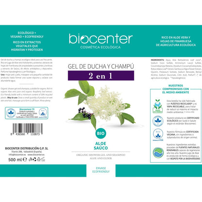 Gel de ducha y Champú natural 2 en 1 Ecológico y vegano 500 ml