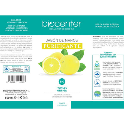 Jabón de Manos natural Purificante Ecológico y vegano 500 ml