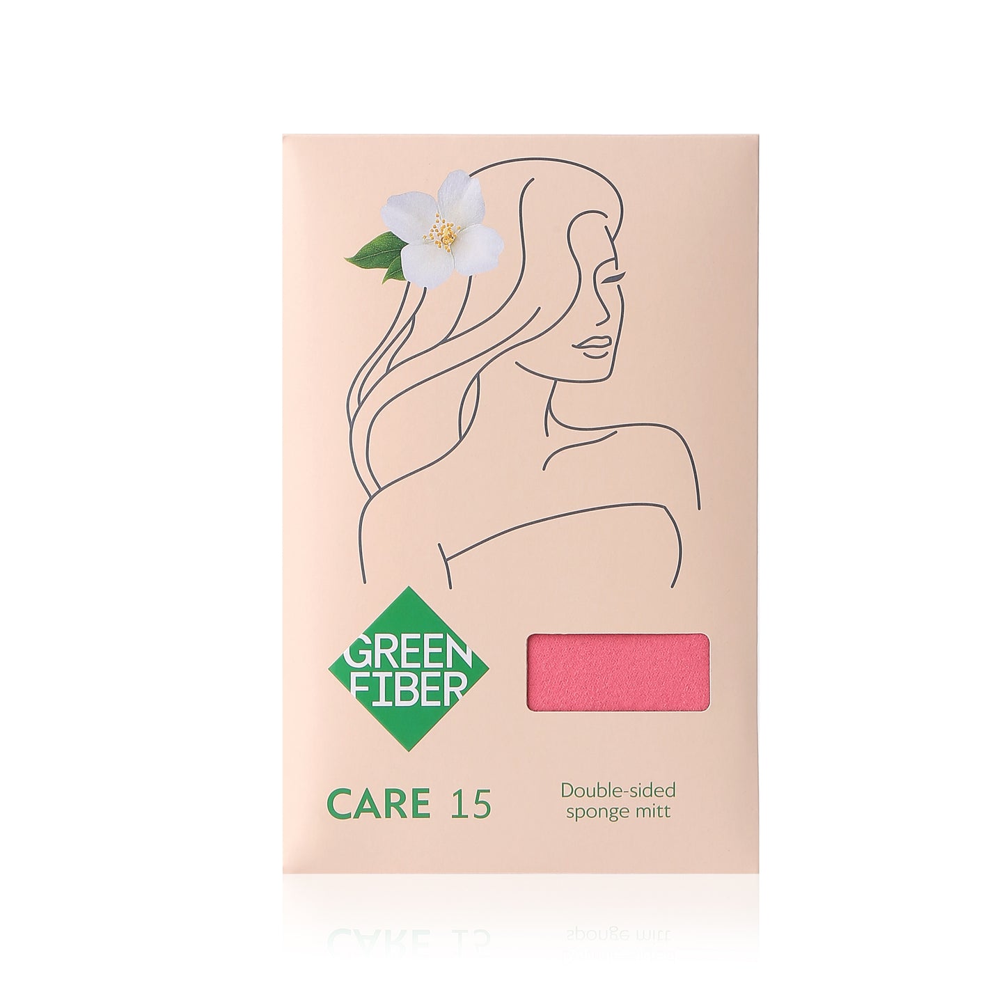 Green Fiber CARE 15 Guante de esponja de doble cara - desmaquillante y exfoliante fresita
