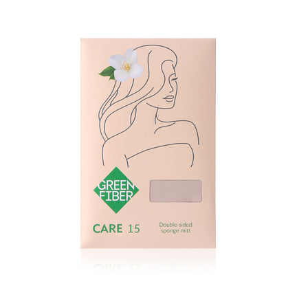 Green Fiber CARE 15 Guante de esponja de doble cara - desmaquillante y exfoliante visón