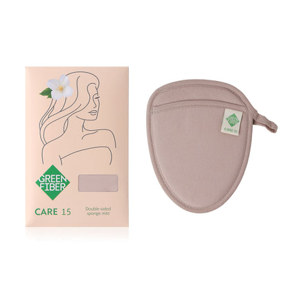 Green Fiber CARE 15 Guante de esponja de doble cara - desmaquillante y exfoliante visón