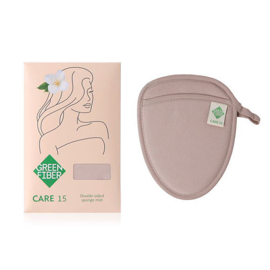 Green Fiber CARE 15 Guante de esponja de doble cara - desmaquillante y exfoliante visón